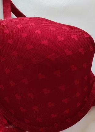 Бюстгальтер кружевний з сердечками лівчик ліфчик бюстик червоний сіточка пуш ап сексі...
