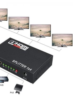 Активный hdmi разветвитель на 4 порта 1080p hdmi splitter 1 to 4 hdmi сплиттер, hub