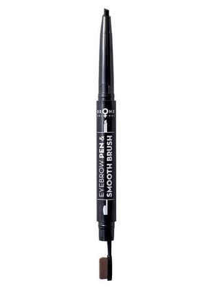 2 in 1 eyebrow pen & smooth brush bronx colors 0.25 г чорний