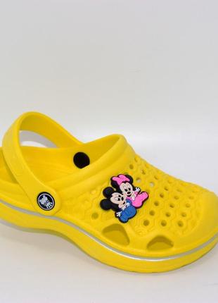 Детские летние желтые кроксы из пены для девушек 24-33 размера, деталая обувь на лето/летнее