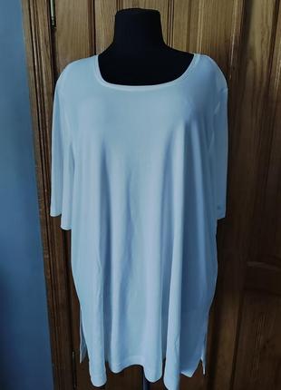 Футболка белая с разрезами по бокам "плечики" батал