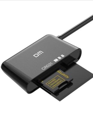 Картридер dm cr021 usb-a 3in1 (sd / micro sd / cf card) usb 3.0 black