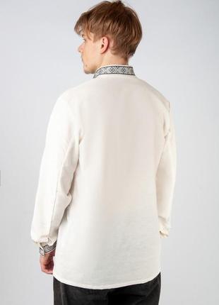 Лляна вишита сорочка для чоловіків, вышиванка мужская льняная, вишиванка чоловіча з льону9 фото
