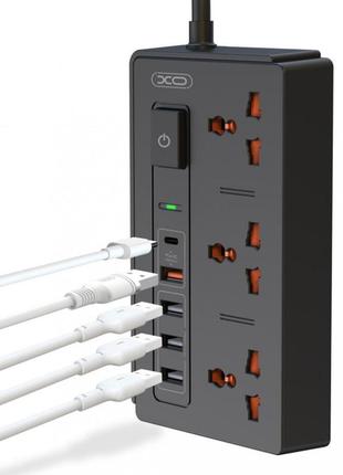 Многофункциональная сетевая розетка, сетевой фильтр удлинитель xo wl06 на 5 usb 30w 18w pd+qc