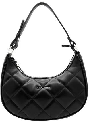 Жіноча стильна сумочка-клатч david jones чорна сумка багет на плечі / сумка чорна крос-боді еко-шкіра