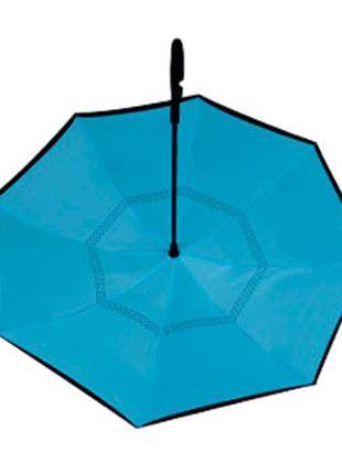 Зонт наоборот up-brella голубой. механический складной зонтик наоборот устойчивый к ветру