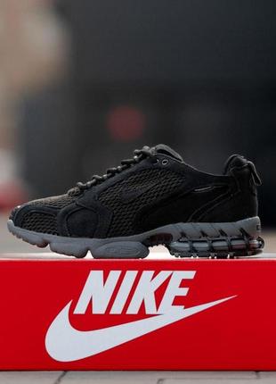 Stussy x nike air zoom spiridon cage 2 "black/cool grey" черые мужские кроссовки nike air force low