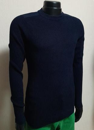 Практичный хлопковый свитер синего цвета jack&jones premium made in bangladesh3 фото