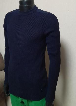 Практичный хлопковый свитер синего цвета jack&jones premium made in bangladesh2 фото