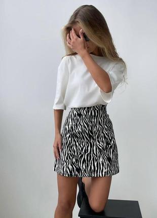 Короткая летняя юбка софт в принт зебры размер: 42-44, 44-46