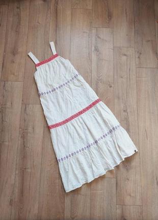 Сукня міді лляна вишиванка superdry льняной сарафан з льону лляний платье миди льняное из льна