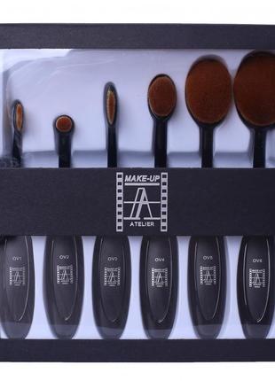 Набір пензлів для макіяжу з 6 штук make-up atelier paris set oval 6 brushes синтетика