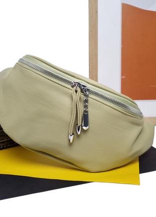 Якісна поясна сумка штучна шкіра оливковий арт.6686 olive flower (54)