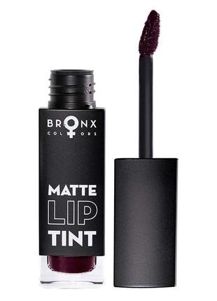 Матовий тинт для губ matte lip tint bronx colors 5 мл mlt01 темно-ліловий