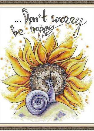 Набір для вишивання за нанесеною на канву схемою "snail and sunflower". aida 14ct printed 22*28 см