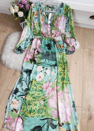 Платье с цветочным принтом и вырезами от zara, размер м, l**
