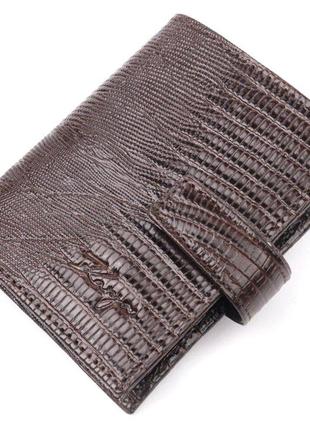 Вместительный вертикальный мужской кошелек из фактурной кожи karya 20991 коричневый