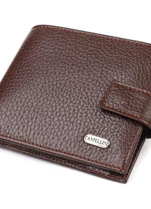 Гарний горизонтальний гаманець для чоловіків із натуральної шкіри флотар canpellini 21891 коричневий