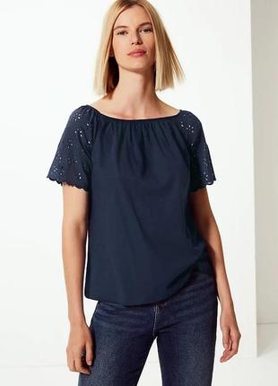 Вільна блуза- топ з рукавами з прошви (можна для вагітних)