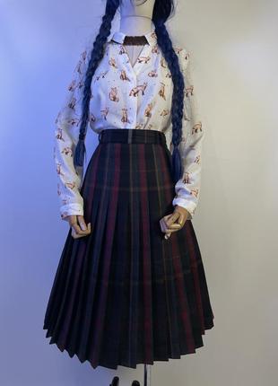 Западная нижняя винтажная винтаж шерстяная клетчатая пышная юбка юбка из шерсти в складку в клетку2 фото