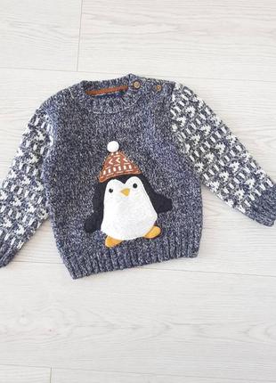 Теплая кофта свитер с пингвином next