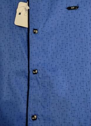 Синя сорочка великого розміру на кнопках з коротким рукавом rcp exclusive6 фото