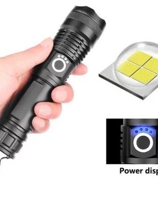 Ліхтар ручний, ударостійкий акумуляторний із наявністю індикатора заряду батареї на корпусі xanes 1287 xhp70