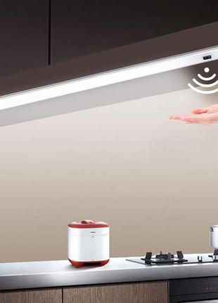 Led світильник із сенсором на помах руки для підсвічування кухні шаф, 30 см usb теплий білий 3800к