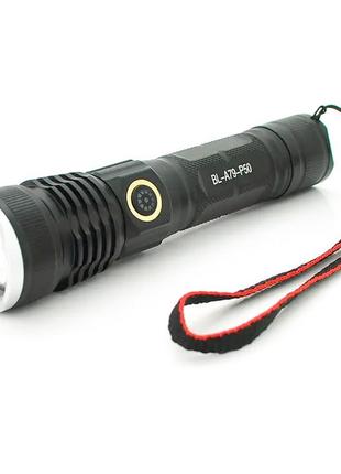 Фонарь ручной аккумуляторный  bl-a79-p50, 1х18650, zoom, зу type-c, box