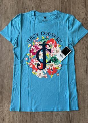 Хлопковая голубая футболка juicy couture xs оригинал