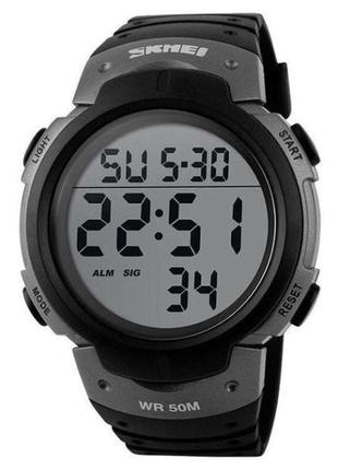 Годинник наручний чоловічий з підсвіткою skmei 1068tn 47 мм black/grey