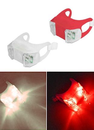 Велоліхтар hj-009 ultra brite, 2-led(white+red), 2xcr2032