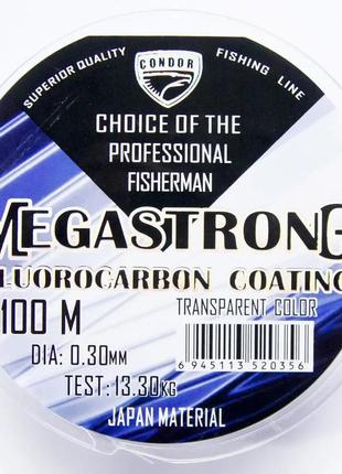 Леска megastrong fluorocarbon 100 м, прозора ø 0,18 мм (2,89 kg)