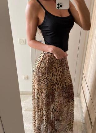 Женская леопардовая юбка макси 42-44; 46-48 евро сетка принт