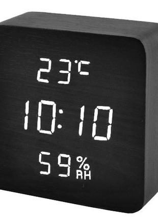 Часы сетевые vst-872s-6 белые (корпус черный), температура, влажность, usb