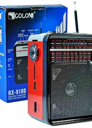 Радиоприемник golon rx-9100 usb/sd mp3 плеер с фонарем