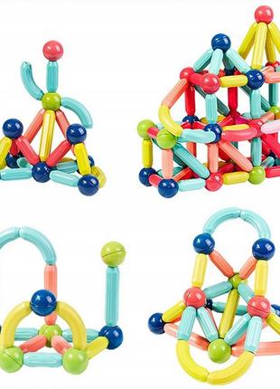 Детский магнитный 3d конструктор 36 деталей 26 палочек 10 шариков в кейсе