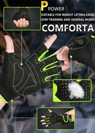 Перчатки для фитнеса, тренажерного зала moreok с защитой запястья спортивные перчатки размер m зеленый4 фото