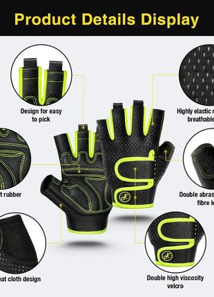 Перчатки для фитнеса, тренажерного зала moreok с защитой запястья спортивные перчатки размер m зеленый3 фото