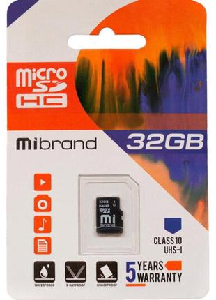 Карта памяти mibrand microsdhc 32gb 10 class uhs-i tf карта