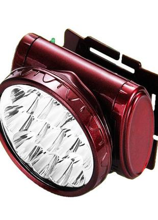 Фонарь налобный luxury 1898, 13led, встроенный аккумулятор, зу 220v