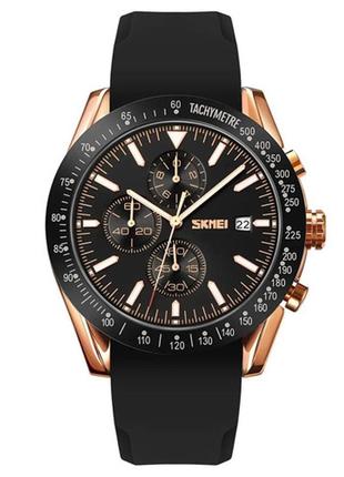 Часы наручные 9253prgbk skmei, rose gold/black-silicone strap