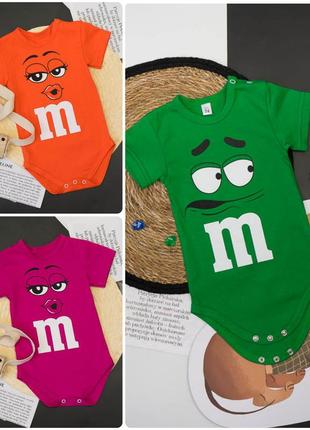 Дитяче боді футболка m&m's, бодік для малюків ммдемс1 фото