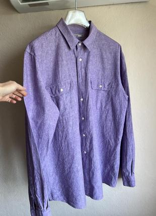 Рубашка мужская лен, большой размер 56
