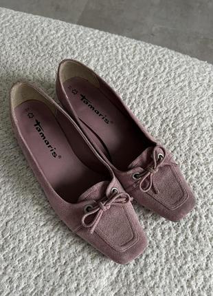 Роскошные замшевые нежно розовые лиловые туфельки
