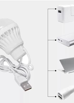 Usb-лампочка ліхтар, світлодіодна led-лампа від usb з кабелем 1 м (холодне світло)