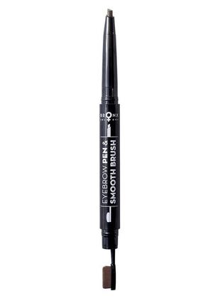 2 in 1 eyebrow pen & smooth brush bronx colors 0.25 г мягкий коричневый