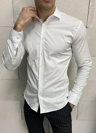 Рубашка белая однотонная 19060