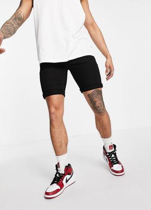 Topman strech skinny черные мужские джинсовые шорты