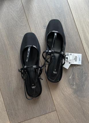 Черные балетки туфли в сеточку zara - размеры 37,38,394 фото